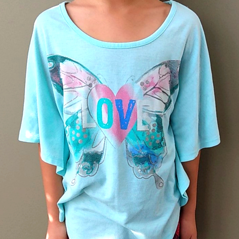 Miss Understood teal stingray sleeve shirt